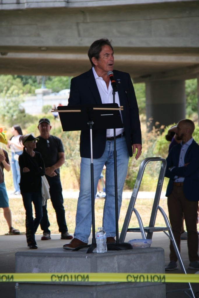 Retired U.S. Army Lt. Col., Special Forces, Bill Chadwick, recounted his experience as a dedicated soldier at the June 14 'No Kings' protest in Napa. Photo by Xavey Bzdek