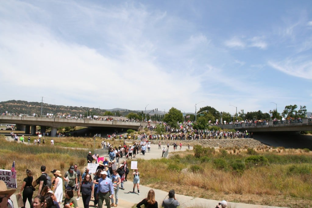 Thousands depart Napa's Oxbow Commons taking the 'No Kings' protest downtown. Photo by Xavey Bzdek