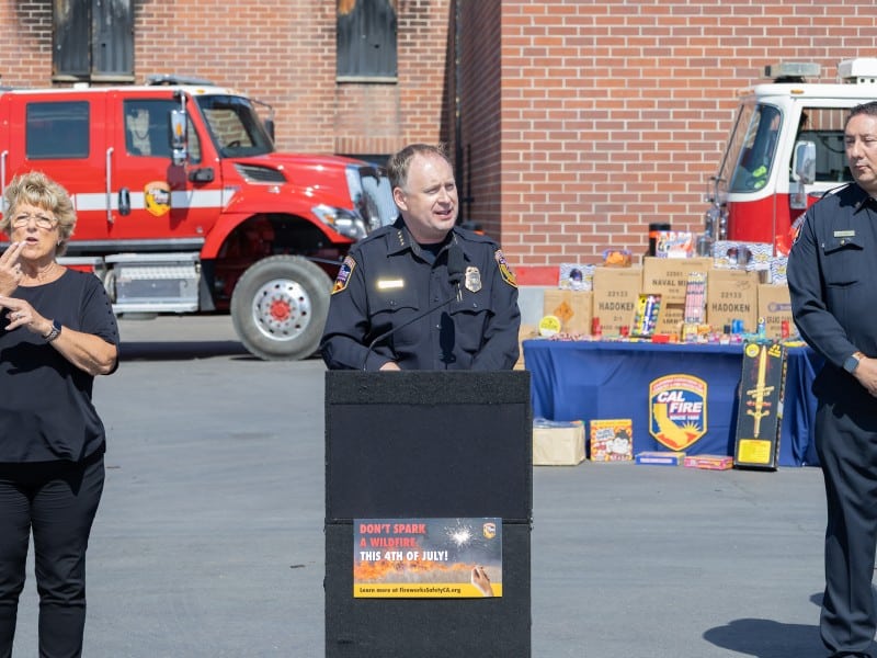 State Fire Marshal Daniel Berlant spoke about fire safety in Sacramento. Cal Fire photo